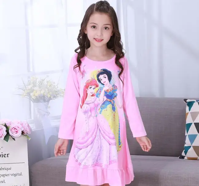 Детская ночная рубашка принцессы с длинными рукавами; Осенняя ночная рубашка для девочек; Пижама для подростков; От 2 до 12 лет одежда для сна; Пижама для малышей - Цвет: model 5