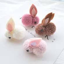 1 шт. Корейская заколка для волос животные шпильки для волос с кроликами для девочек аксессуары для волос 3D плюшевый кролик с ушами милые детские заколки для волос