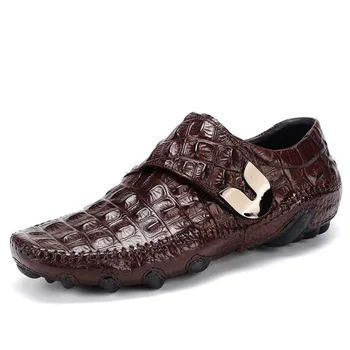 

Famous Luxury Driving Shoes Mens Shoes Genuine Leather Shoes Loafer Cow Leather Crocodile Pattern Hasp Casual Shoes