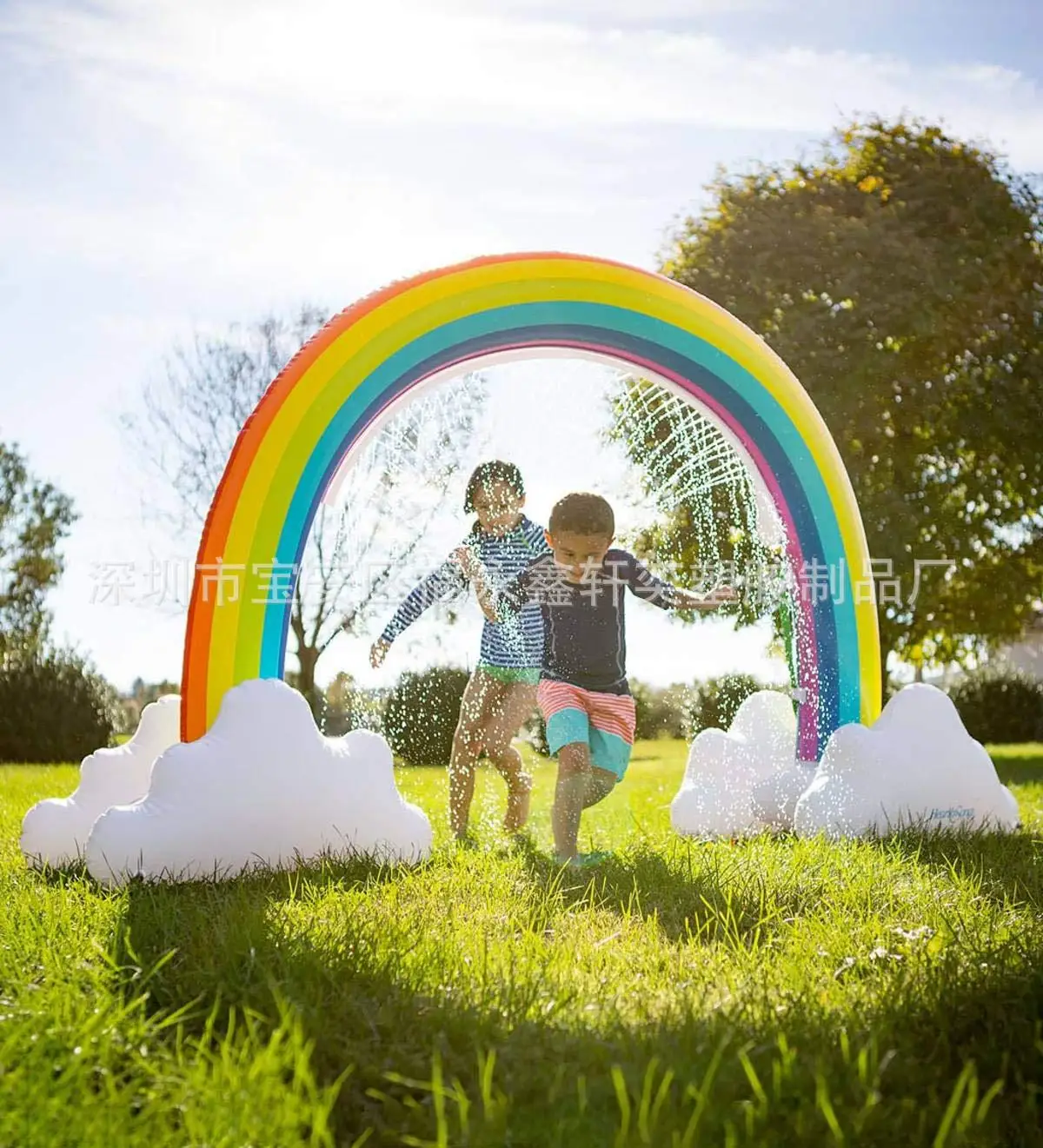 

PVC Rainbow Bridge Water Spouting Arch Inflatable Children Outdoor Color Arch Bridge Spraying Water Toy