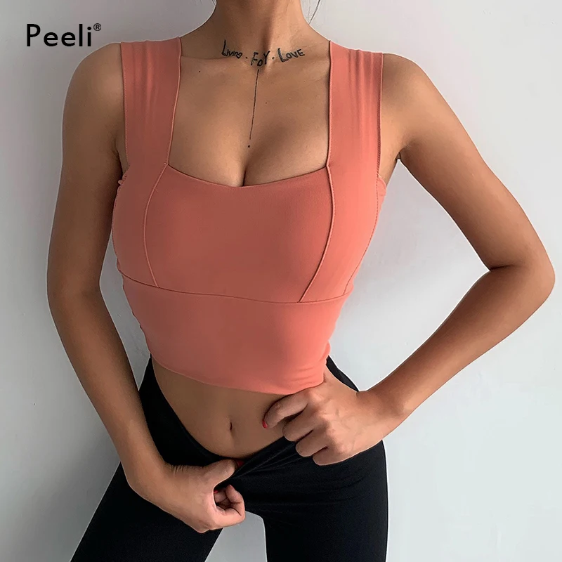 Peeli ударопрочный спортивный бюстгальтер для женщин, спортивный топ, пуш-ап бюстгальтер для йоги тренажерного зала, укороченный, высокая поддержка, фитнес-бюстгальтер, спортивное женское нижнее белье