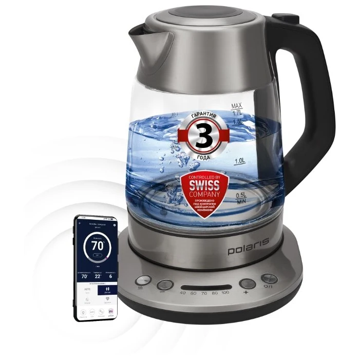 Чайник электрический Polaris PWK 1775CGLD WIFI IQ Home, 2200 Вт 1 л матовый ► Фото 2/4