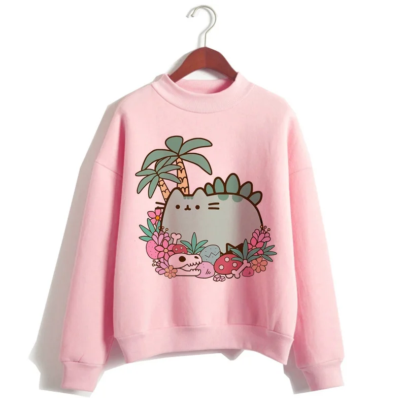 Кот пушин Толстовка Женская мода kawaii корейский harajuku Толстовка розовая Женская 90s мультфильм одежда женский капюшон негабаритный - Цвет: 1045