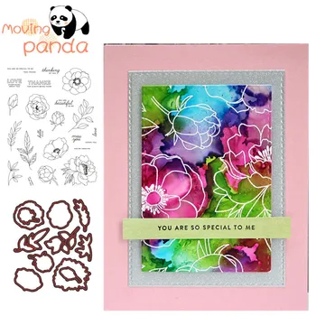 

JC220 New DELICATE FLOWERS Metal Cutting Dies and Clear Stamps for Scrapbooking for DIY Card Making Cutting Crafts Stencil Dies