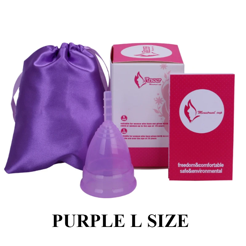 1 шт., стерилизатор для менструального стакана, чашка для менструального периода, чашка для менструального периода из силикона, медицинский медуал, Менструальный коллектор, открытый инструмент - Цвет: 1pc-L-box-Purple