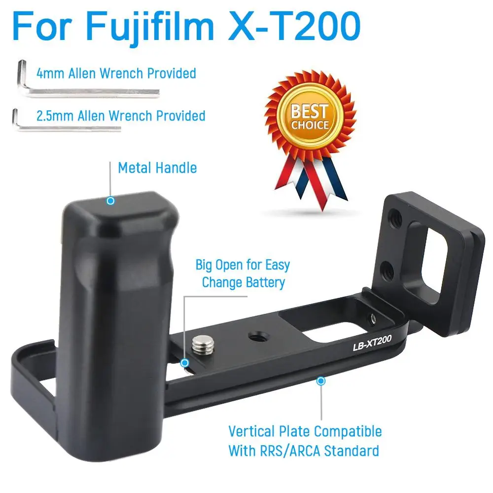Camera L Plate Bracket Arca Swiss Tripod Head Holder LB Hand Grip for Fujifilm X-T200 XT200