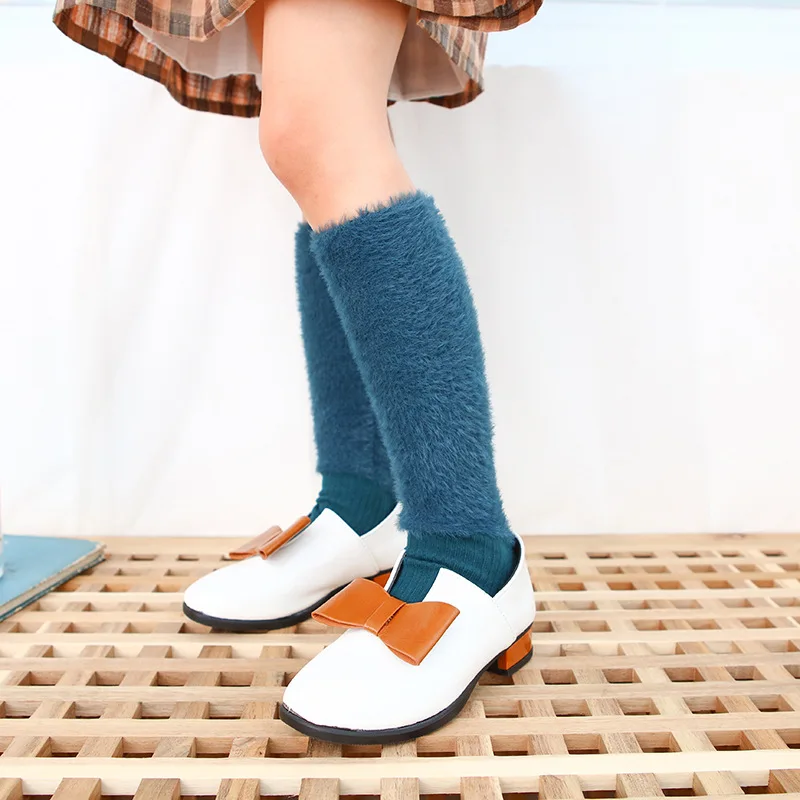 Зимние однотонные детские носки для малышей толстые повседневные кашемировые Гольфы кораллового цвета для мальчиков и девочек хлопковые носки для малышей гетры