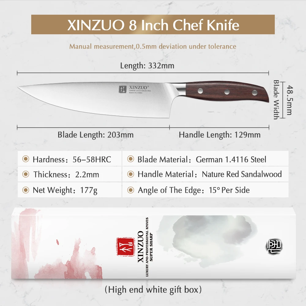 XINZUO 8 ''профессиональный нож шеф повара немецкий стальной кухонный Кливер ножи