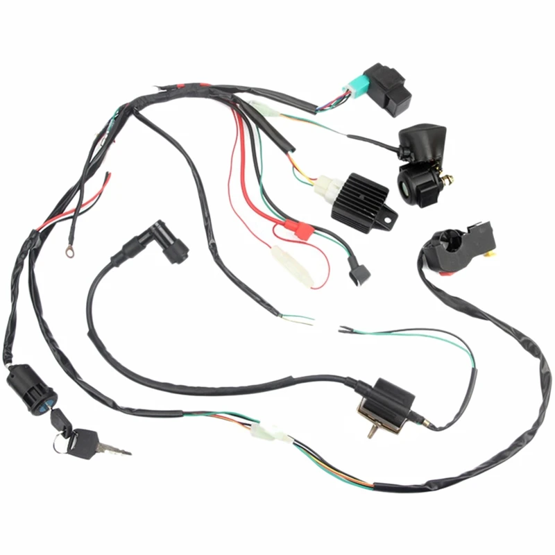 

Atv Off-Road Vehicle Atv Wiring Harness Wiring Loom Cdi Ignition Coil Kill Switch Plug Reconstruction Kit for 50Cc 70Cc 90Cc 110