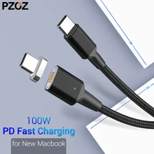 Магнитный кабель PZOZ type-C-USB C для нового MacBook Pro huawei Matebook 100 Вт PD быстрое магнитное зарядное устройство USB-C кабели для быстрой зарядки