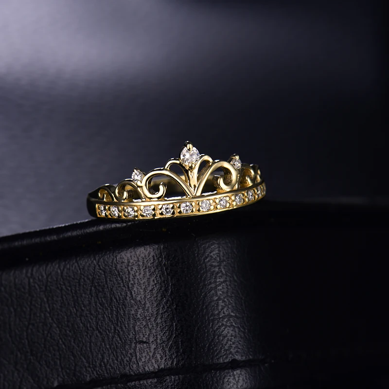 LOVERJEWELRY, женские кольца с короной и бриллиантами, Настоящее 18 К желтое золото, обручальное кольцо для девушек, вечерние, юбилейные, лучший подарок, хорошее ювелирное изделие