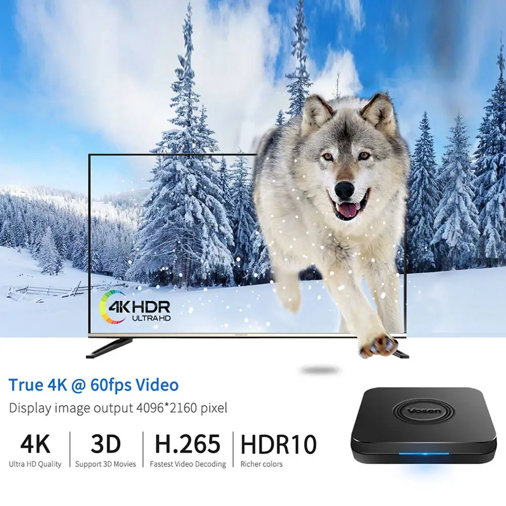 Умная ТВ приставка Mecool Vosen V1 на базе Android 9 0 2 Гб DDR4 16 ПЗУ Amlogic S905X2 4K 3D 4G/5G Wi Fi BT4.0 USB 3