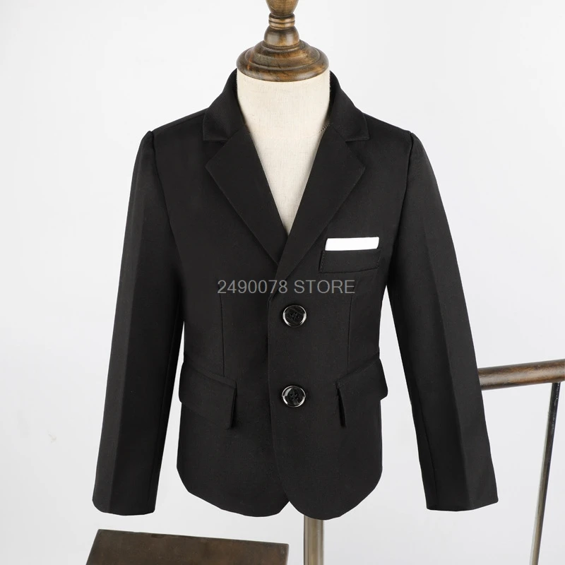one black jacket B От 2 до 16 лет блейзер с цветочным узором для мальчиков; детский блейзер в джентльменском стиле; Рождественская куртка для мальчиков; детская официальная куртка на свадьбу, день рождения, вечеринку - Цвет: one black jacket B