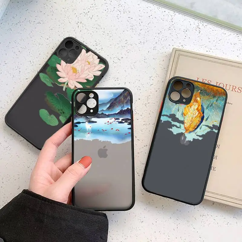 Chinese Style Ancient poems Phone Case For iphone 12 11 7 8 plus mini x xs xr pro max matte transparent cover | Мобильные телефоны