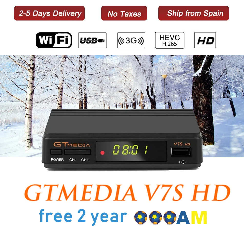 DVB-S2 Gtmedia V7S HD спутниковый ТВ приемник Freesat V7 рецептор с USB Wifi Европа Cline для 2 yeas Испания Португалия freesat v7s