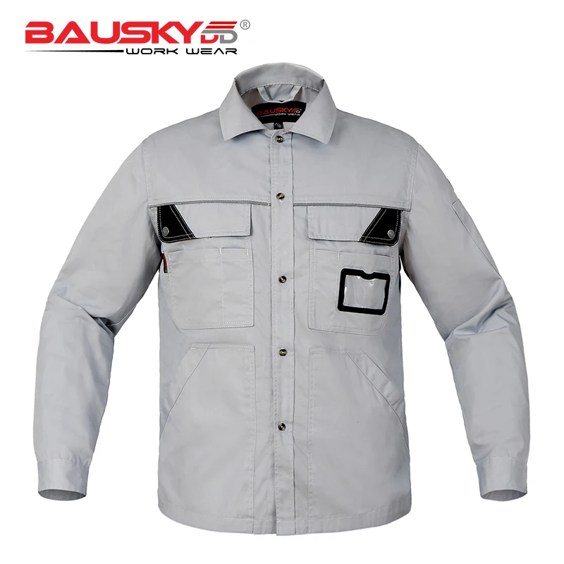 

B229 bauskydd workwear mens safety clothing long sleeved T shirts ligth grey work shirts autumn
