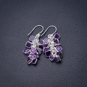 

StarGems Natural Amethyst Handmade 925 Sterling Silver Earrings 1.5" D6832