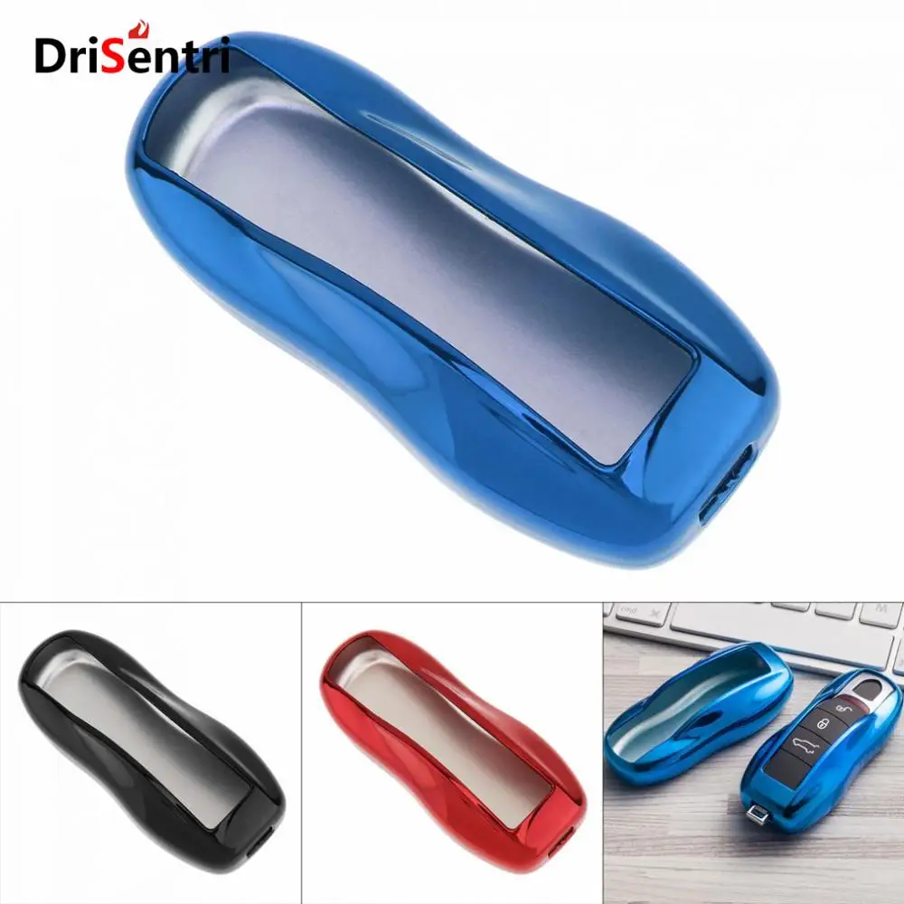 

TPU Straight Plate Car Key Case Protector Holder for For-Porsche Macan Boxster Cayman Cayenne Carrera