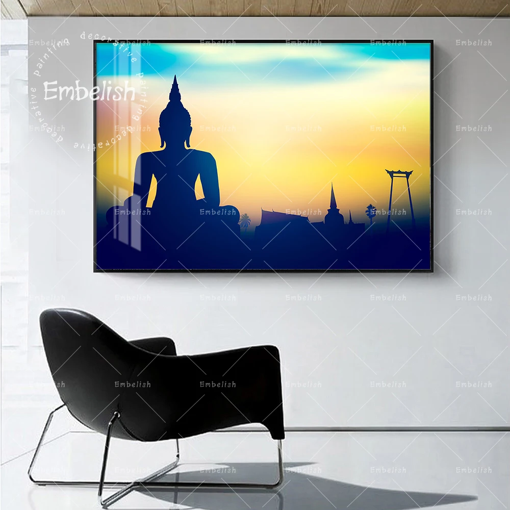 1 шт. закат Будда Wall Art Плакаты для Гостиная HD Печать на холсте Картины Современный