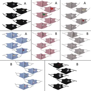 

5Pcs Summer Cute Cartoon Mask Ice Silk UV Protection Dustproof Mask for Adult Kids Outdoor Sports Face Mask Adjutsable