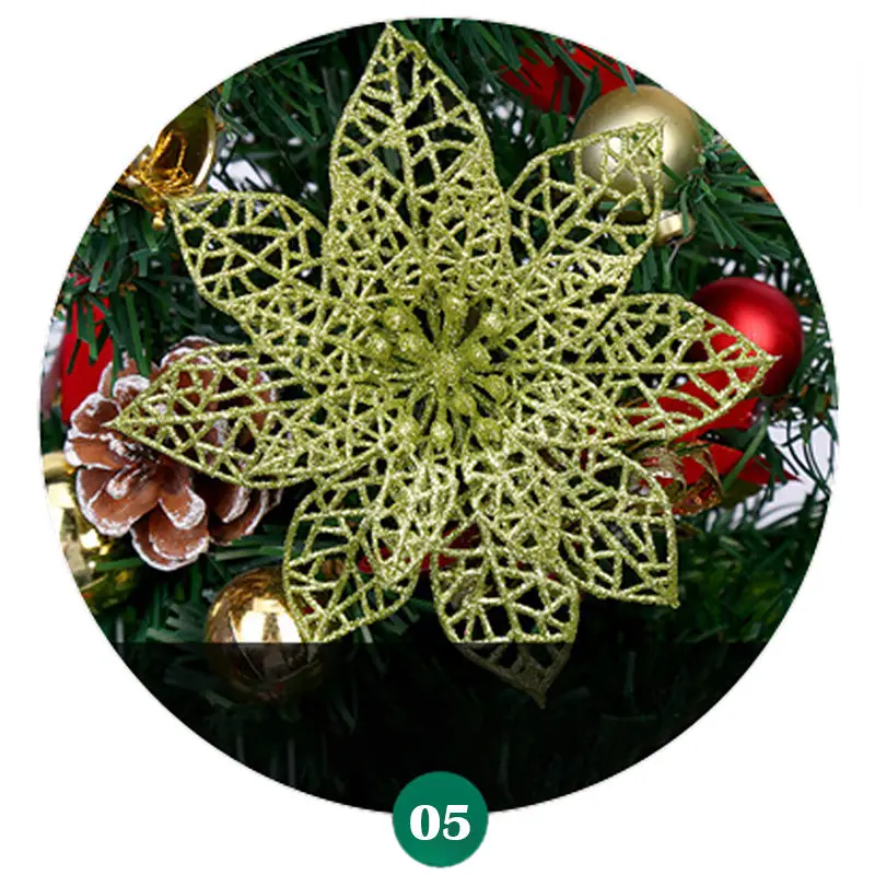 Блестящий полый искусственный цветок для детей, украшение на день рождения, новогодняя Рождественская елка, Декор для дома