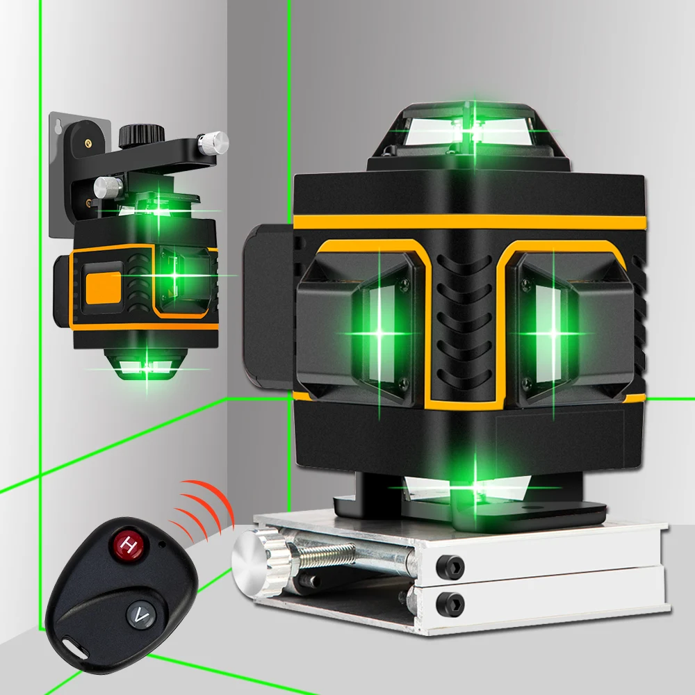 16 линий/12 линий 4D беспроводной дистанционный лазерный уровень самонивелирующийся 360 горизонтальный и вертикальный крест супер мощный зеленый лазерный уровень