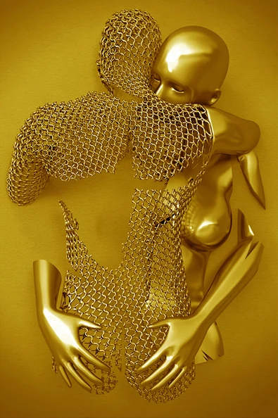 Kissing Metal Figure statue Canvas Painting Pop Abstract Wall Art Modern Posters and Prints For Living room Internal Home Decor PF 6860