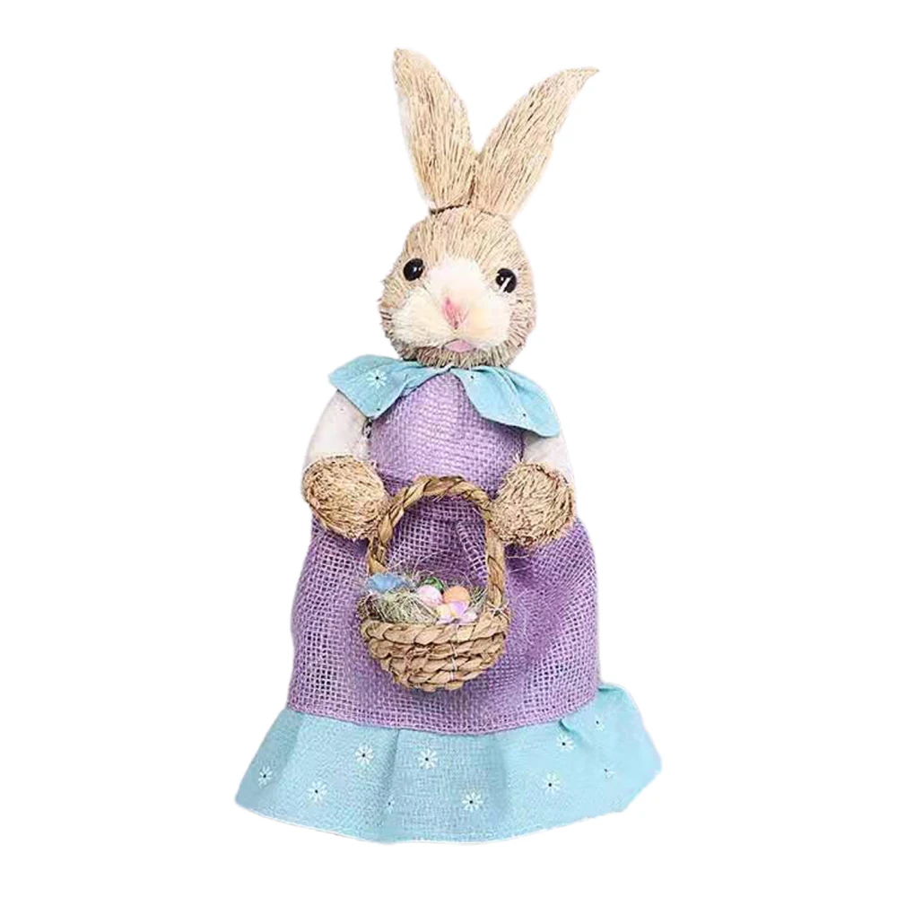 

Straw Rabbit Simulation Ornaments Easter Artificial Foam Decoration Party Supplies Home Props Multicolor Bunny