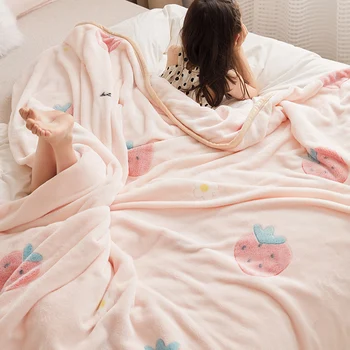

Coral Fleece Blanket Winter Thick Warm Luxury Flock Bed Single Dormitory-Style Nap Blanket Air Conditioning Blanket Quilt