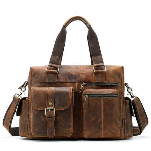 8537brown Mva натуральная кожа Для мужчин, портфель, плечевая сумка Для мужчин s ноутбук сумки на плечо для мужчин мужской большой Портфели дорожная сумка для путешествий 8537 - Цвет: 8537brown