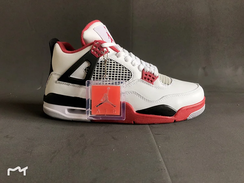 Классический Стиль jordan 4 Ретро Мужские Баскетбольные Кроссовки AJ 4 Белый Огненный красный износостойкая спортивная обувь 308497-137