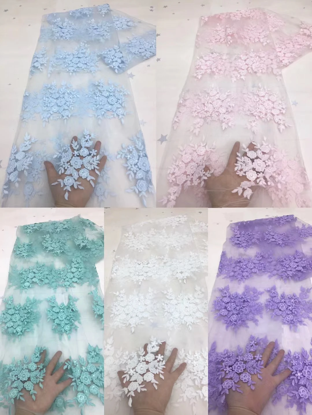 

On Sale African Nigerian Mesh Lace Fabric For Wedding Party Dress 2021 High quality French Tulle Embroidered lace fabric