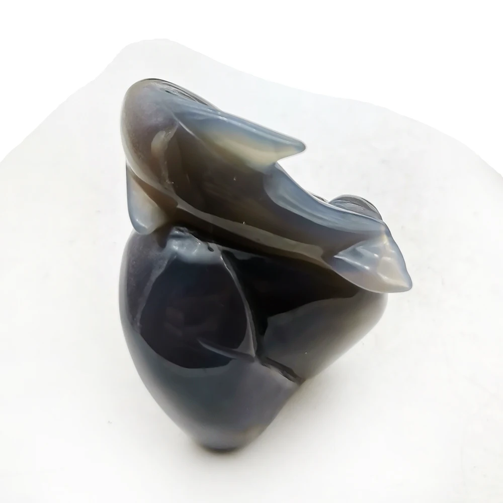188 г натуральный агат Geode Дельфин Drusy фигурка животного ручной резной кварцевый кристалл статуя целебный кристалл украшение дома подарок