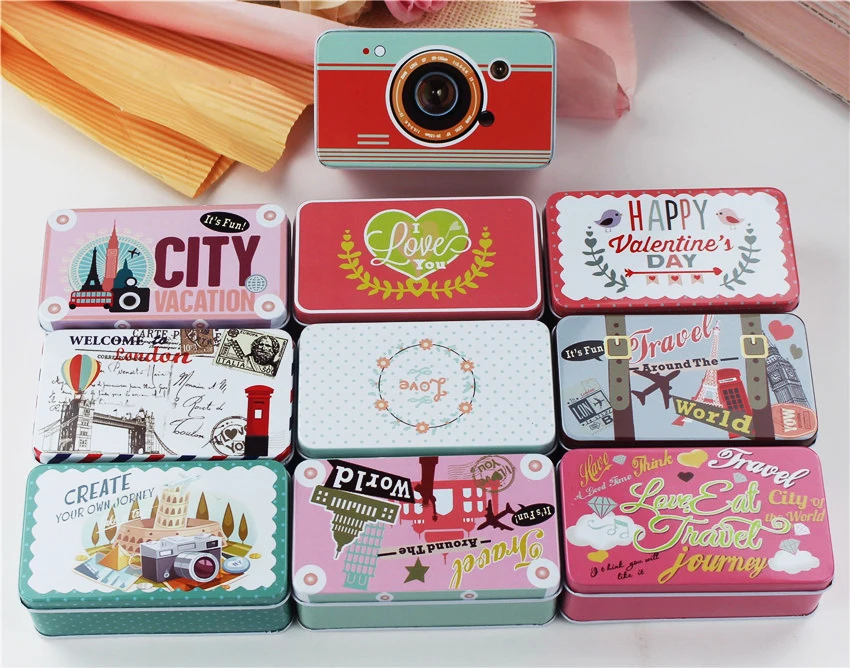 

20 pc/Lot Macaron Cookies Box Iron Tin Case Wedding Candy Storage Box Business Card Stationery Organizer Metal Tin Case