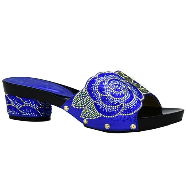 Новое поступление Итальянская обувь с С сумочкой в одинаковом стиле в комплекте декорированные Стразы Для женщин; Летняя обувь; комплект из свадебной обуви и сумки в африканском стиле - Цвет: Blue shoes  only