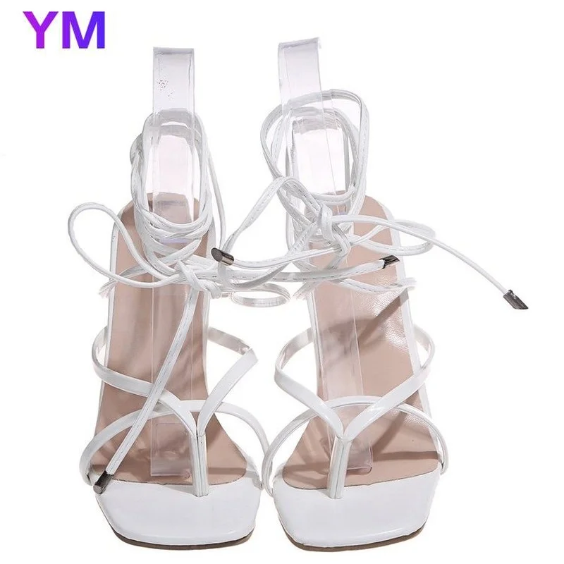 2021 New Summer Fashion Lace Up Design Women Sandals PU Ankle Cross Strap 10CM High Heels Ladies Open Toe Shoes | Обувь