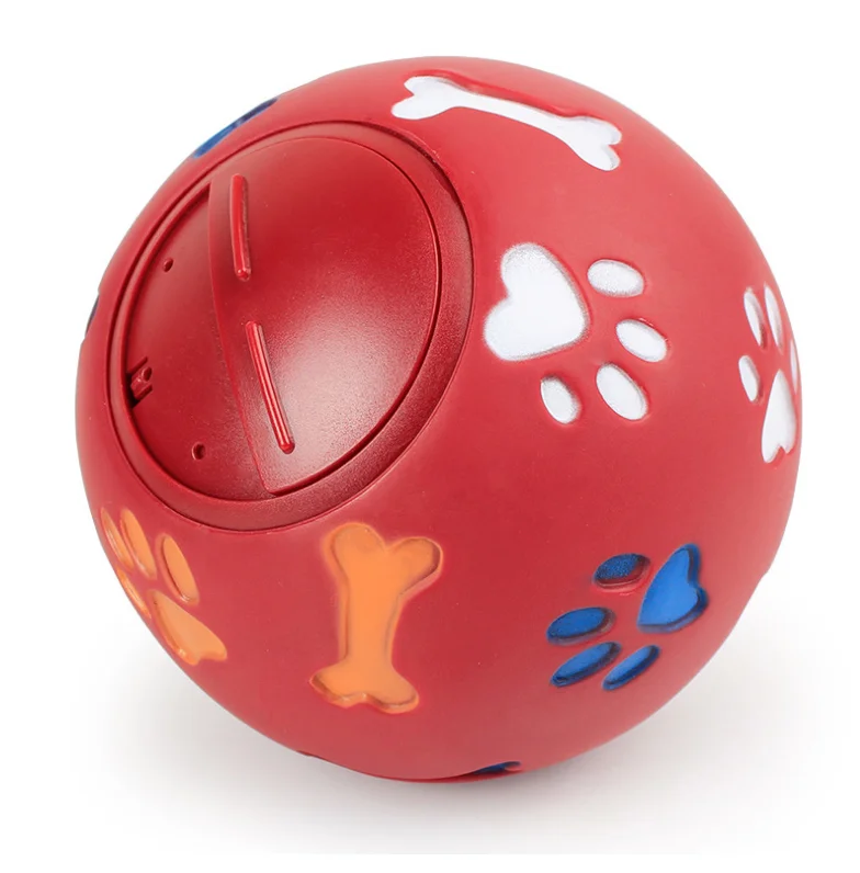 Резиновая игрушка для собаки шарики для жевания диспенсер утечки еда играть мяч интерактивный питомец Стоматологическая разработка зубов игрушка синий красный - Цвет: Red