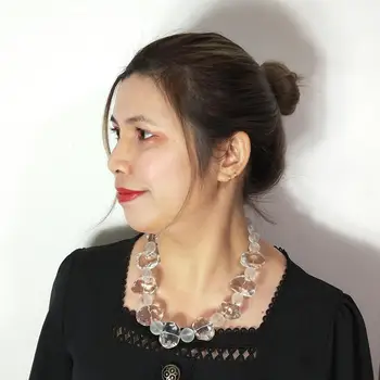 

Lii Ji Gemstone Natural Big Baroque Clear Quartz Necklace 53cm For Women Healing Power Jewelry