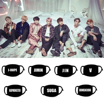 

KPOP Tour K-POP Polvo Algodón GOT7 Mufla bucal Espacio en blanco Máscaras faciales negras Máscaras