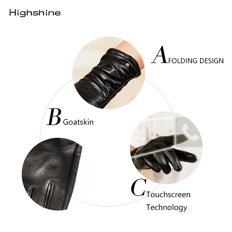 High Quality Fashion Women Gloves Genuine Leather Gloves Short Design Touch Screen Female Autumn Winter Warm Gloves Mittens
