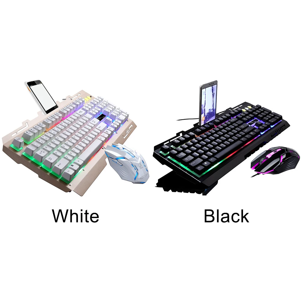 RGB Проводная сменная Игровая клавиатура Механическая компьютерная мышь набор светящийся светодиодный комплект мультимедийный ноутбук с подсветкой Эргономичный