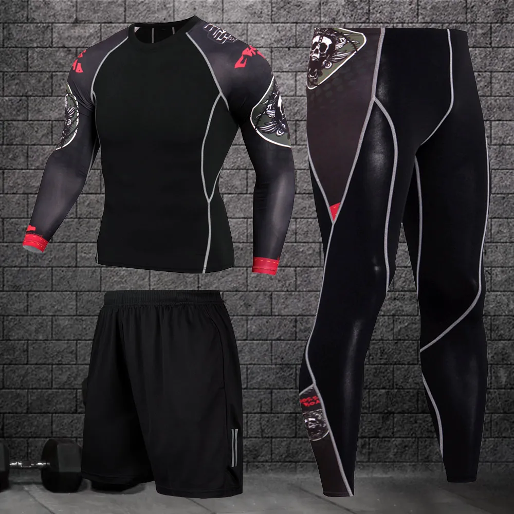 

Men's Running Sports Compression T-shirt Pants Set Jogging Workout Set Men's Gym Training Fitness Sports Clothing Tops Leggings