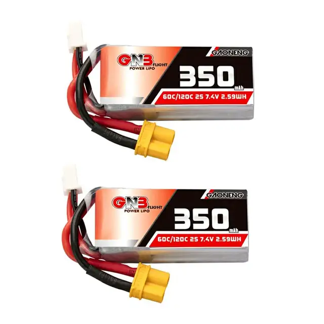 2PCS GNB Gaoneng 2S 350mah 7.4V 60C/120C Lipo Battery XT30 XH-3P Plug For OMP M1 BETAFPV Beta75X Tiny Whoop Drones Mini-Z RC Car
