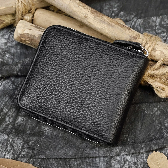 New Short Men Wallets Small Casual Coin Pocket Name Engraved Male Zipper  Wallet Quality Card Holder Photo Holder Retro Men Purse - AliExpress