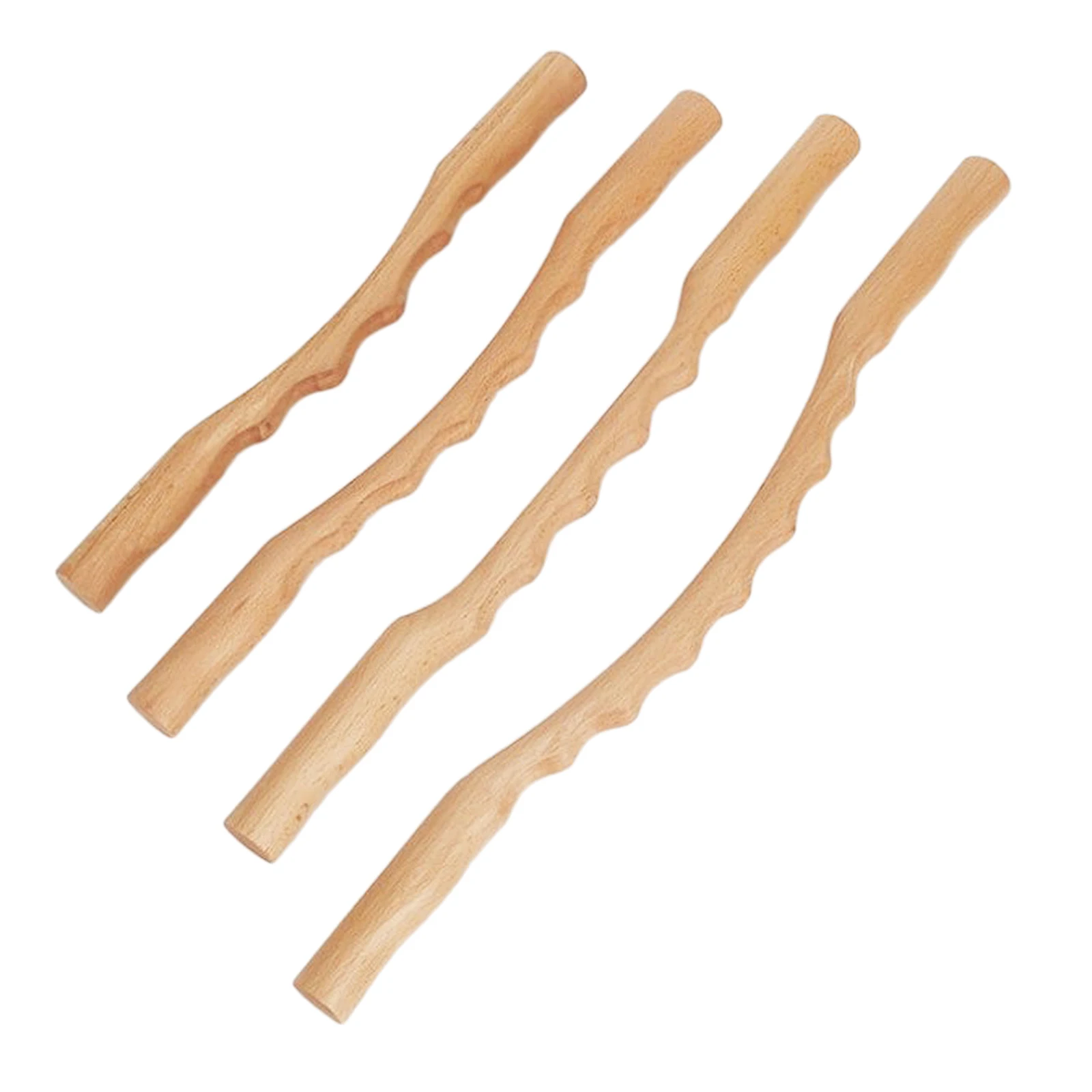 

4Pcs Beech Wood Guasha Scraping Stick Massage For Back Waist Leg Therapy