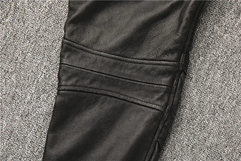 Men's Motorcycle R distress  vintage Leather Motorcycle Pants 12