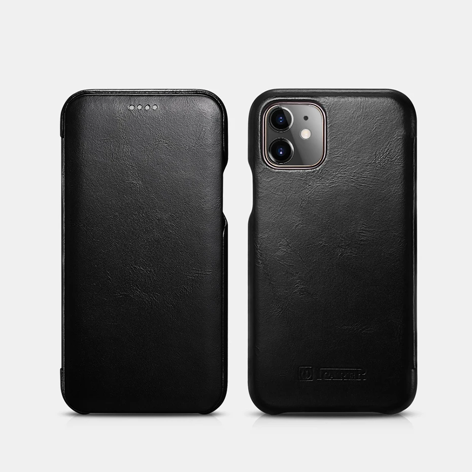 Чехол ICARER из натуральной кожи для iPhone 11, роскошный флип-чехол для Apple iPhone 11, изогнутый край, винтажный Чехол-книжка