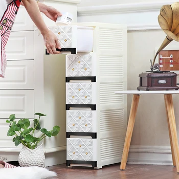 

18cm European Seam Receptacle Drawer Plastic Kitchen Storage Cabinet Bathroom Narrow Shelf