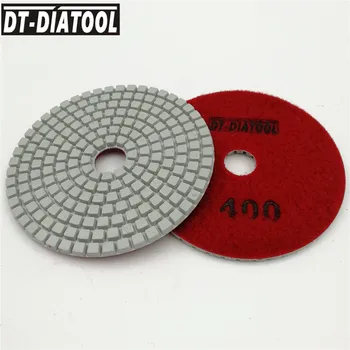 

DT-DIATOOL 10pcs Diameter 4"/100mm Diamond Wet Polishing Pads #400 White Resin Bond Natural Stone Granite Marble Sanding Discs