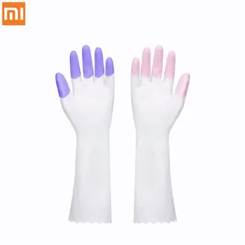 

100％ Xiaomi Jazy 2pairs Cleaning Gloves Easy to Foam Double-sided Wear Gloves for Smart Home Kitch Insulation non-slip Smart